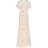 Adrianna Papell Women’s Beaded Flutter Sleeve Gown(Flaxen)