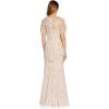 Adrianna Papell Women’s Beaded Flutter Sleeve Gown(Flaxen)