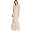 Adrianna Papell Women’s Beaded Flutter Sleeve Gown(Flaxen)