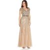 Adrianna Papell Women’s Beaded Godet Gown(Nude)