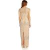 Adrianna Papell Women’s Beaded Popover Column Gown(Silver/Nude)