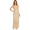 Adrianna Papell Women’s Beaded Popover Column Gown(Silver/Nude)