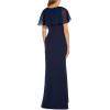 Adrianna Papell Women’s Chiffon and Crepe Cascade Mermaid Gown(Blue)