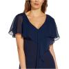 Adrianna Papell Women’s Chiffon and Crepe Cascade Mermaid Gown(Blue)