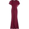 Adrianna Papell Women’s Chiffon and Crepe Cascade Mermaid Gown(Bright Burgundy)