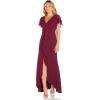 Adrianna Papell Women’s Chiffon and Crepe Cascade Mermaid Gown(Bright Burgundy)