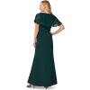 Adrianna Papell Women’s Chiffon and Crepe Cascade Mermaid Gown(Hunter)