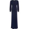 Adrianna Papell Womens Draped Jersey Beaded Gown(Midnight)