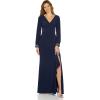 Adrianna Papell Womens Draped Jersey Beaded Gown(Midnight)