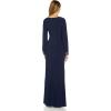 Adrianna Papell Womens Draped Jersey Beaded Gown(Midnight)