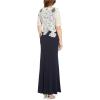 Adrianna Papell Women’s Embroidered Crepe Gown(Midnight/Ivory)
