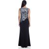 Adrianna Papell Women’s Embroidered Crepe Gown(Silver/Blue Multi)