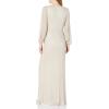 Adrianna Papell Women’s Glitter Knit Draped Gown(Light Champagne)