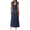 Adrianna Papell Women’s Metallic Pleat Ballgown(Navy Night)