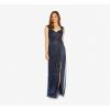 Adrianna Papell Women’s Metallic Pleat Ballgown(Navy Night)