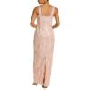 Ribbon Embroidered Long Column Gown In Blush(Blush)