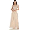 Adrianna Papell Women’s 3D Beaded Point D’esprit Gown(Biscotti)