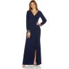 Adrianna Papell Womens Draped Jersey Beaded Gown(Midnight)