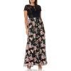 Adrianna Papell Womens Embroidered Long Dress(Black Multi)