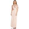 Adrianna Papell Women’s Embroidery Crepe Satin Gown(Joyful Blush)