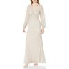 Adrianna Papell Women’s Glitter Knit Draped Gown(Light Champagne)