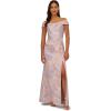 Adrianna Papell Women’s Jacquard Off The Shoulder Gown(Peri Multi)