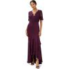 Adrianna Papell Women’s Lace Satin Crepe Gown(Bordeaux)