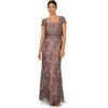 Adrianna Papell Women’s Metallic Embroidered Gown(Night Shade)