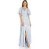 Adrianna Papell Women’s Shimmer Flutter Gown(Sky Blue)
