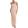Ribbon Embroidered Long Column Gown In Blush(Blush)