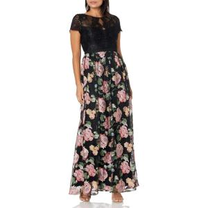 Adrianna Papell Womens Embroidered Long Dress(Black Multi)