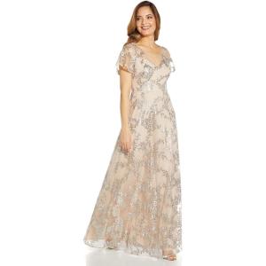 Adrianna Papell Women’s Embroidered Metallic Ballgown(Marble)