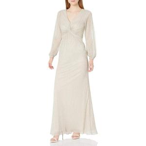 Adrianna Papell Women’s Glitter Knit Draped Gown(Light Champagne)