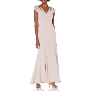 Adrianna Papell Womens Long Crepe Dress(Quartz)