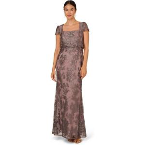 Adrianna Papell Women’s Metallic Embroidered Gown(Night Shade)