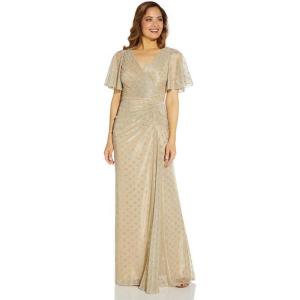 Adrianna Papell Women’s Metallic Foil Gown(Champagne Gold)