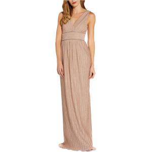 Adrianna Papell Women’s Metallic Pleat Ballgown(Rose)