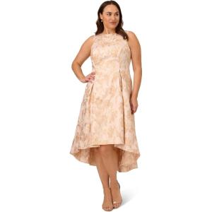 Adrianna Papell Women’s Plus Pearl Metallic Jacquard Dress, Blush/Gold, 16