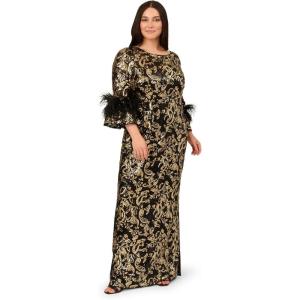 Adrianna Papell Women’s Sequin Embroidered Gown(Black/Gold)