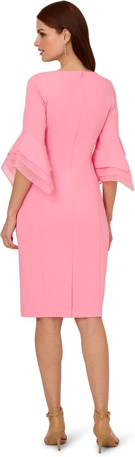 image:imageAdrianna Papell Knit Crepe Tiered Sleeve DressCherry Blossom
