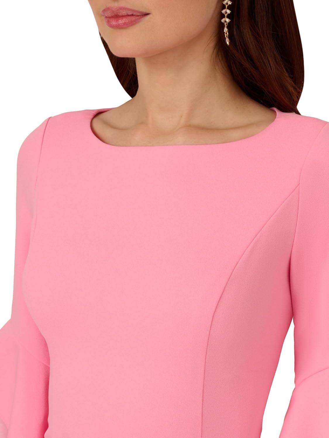 image:imageAdrianna Papell Knit Crepe Tiered Sleeve DressCherry Blossom
