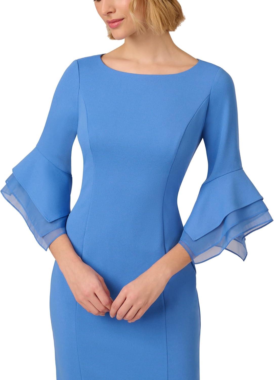 image:imageAdrianna Papell Knit Crepe Tiered Sleeve DressCool Water