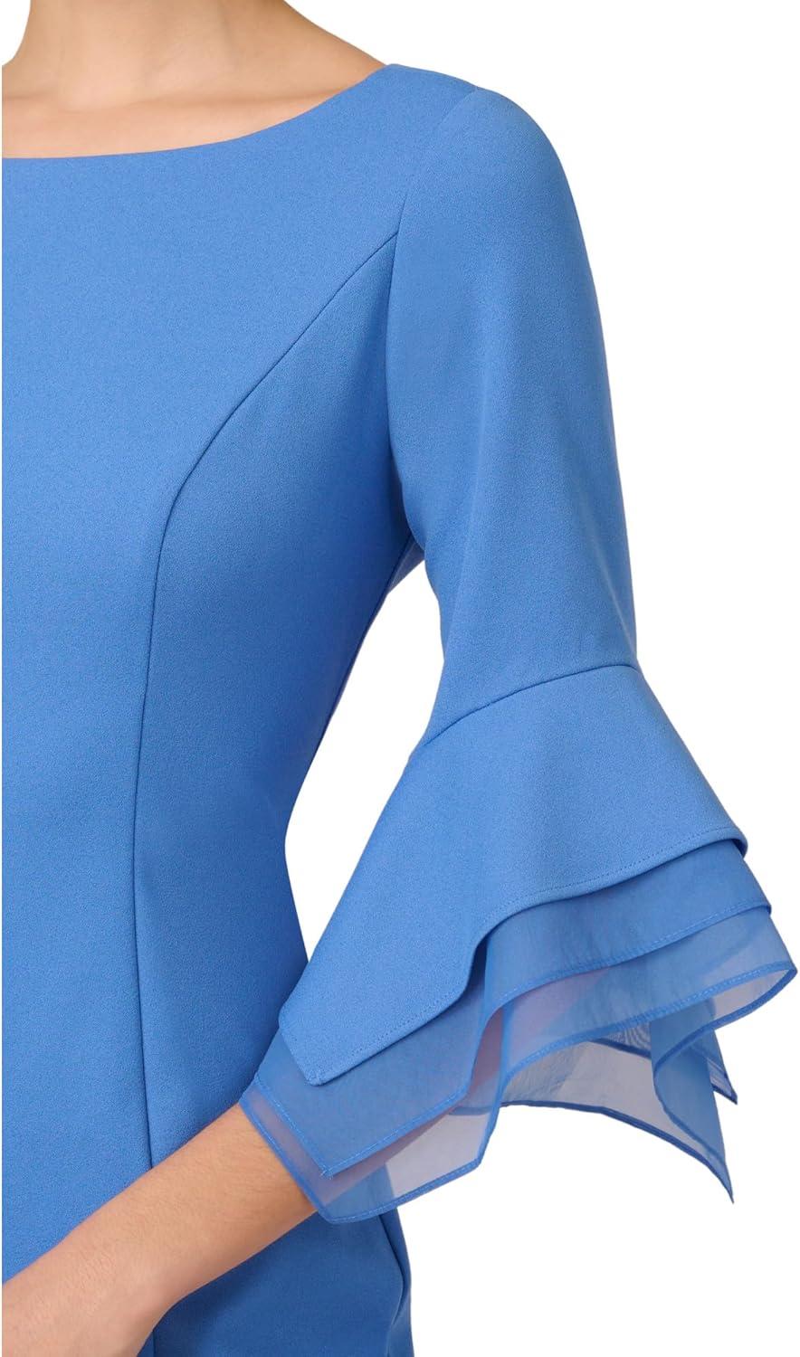 image:imageAdrianna Papell Knit Crepe Tiered Sleeve DressCool Water
