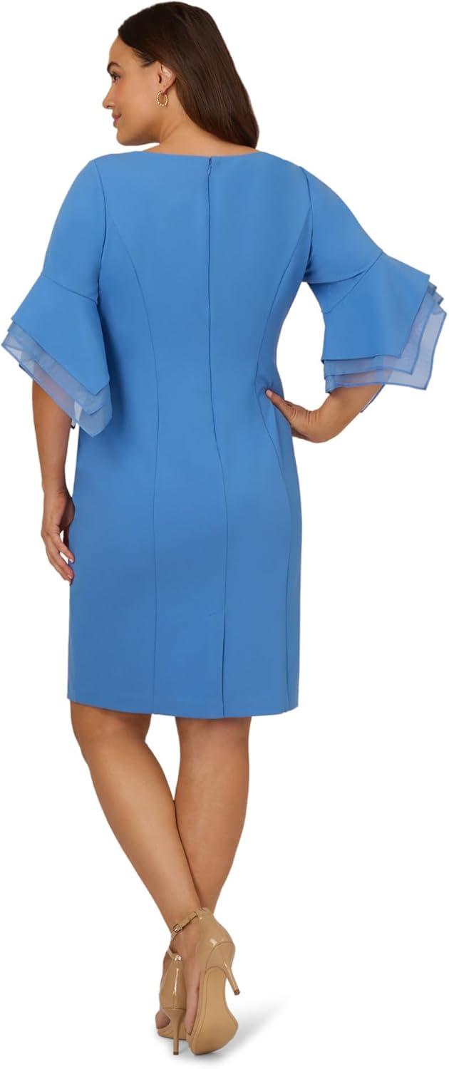 image:imageAdrianna Papell Knit Crepe Tiered Sleeve DressCool Water