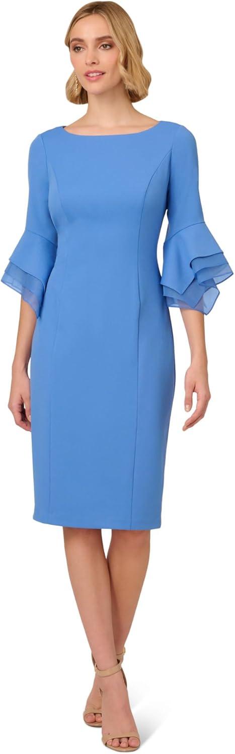 image:imageAdrianna Papell Knit Crepe Tiered Sleeve DressCool Water