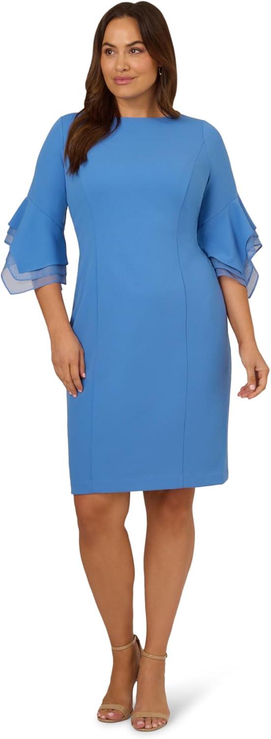 image:imageAdrianna Papell Knit Crepe Tiered Sleeve DressCool Water