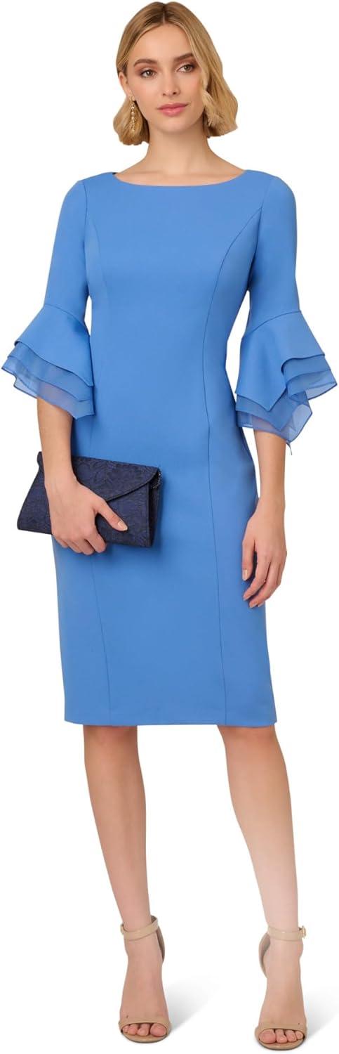 image:imageAdrianna Papell Knit Crepe Tiered Sleeve DressCool Water