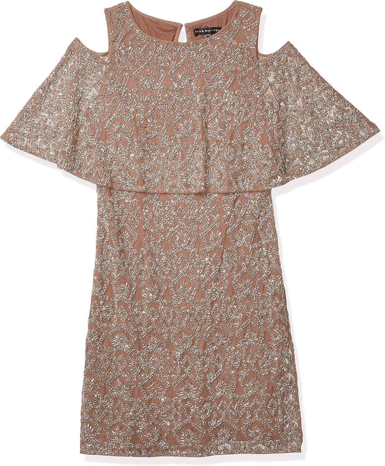 image:imageAidan Mattox Womens Beaded Cold Shoulder Cocktail DressMink