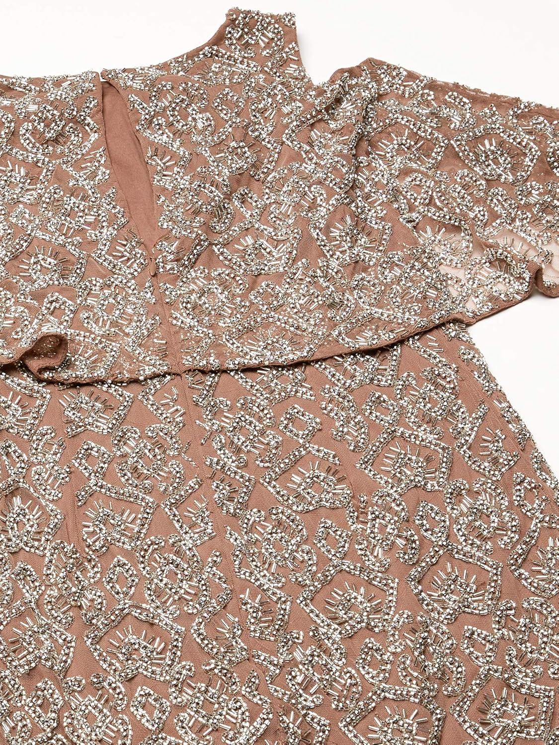 image:imageAidan Mattox Womens Beaded Cold Shoulder Cocktail DressMink