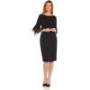 Adrianna Papell Knit Crepe Tiered Sleeve Dress(Black)